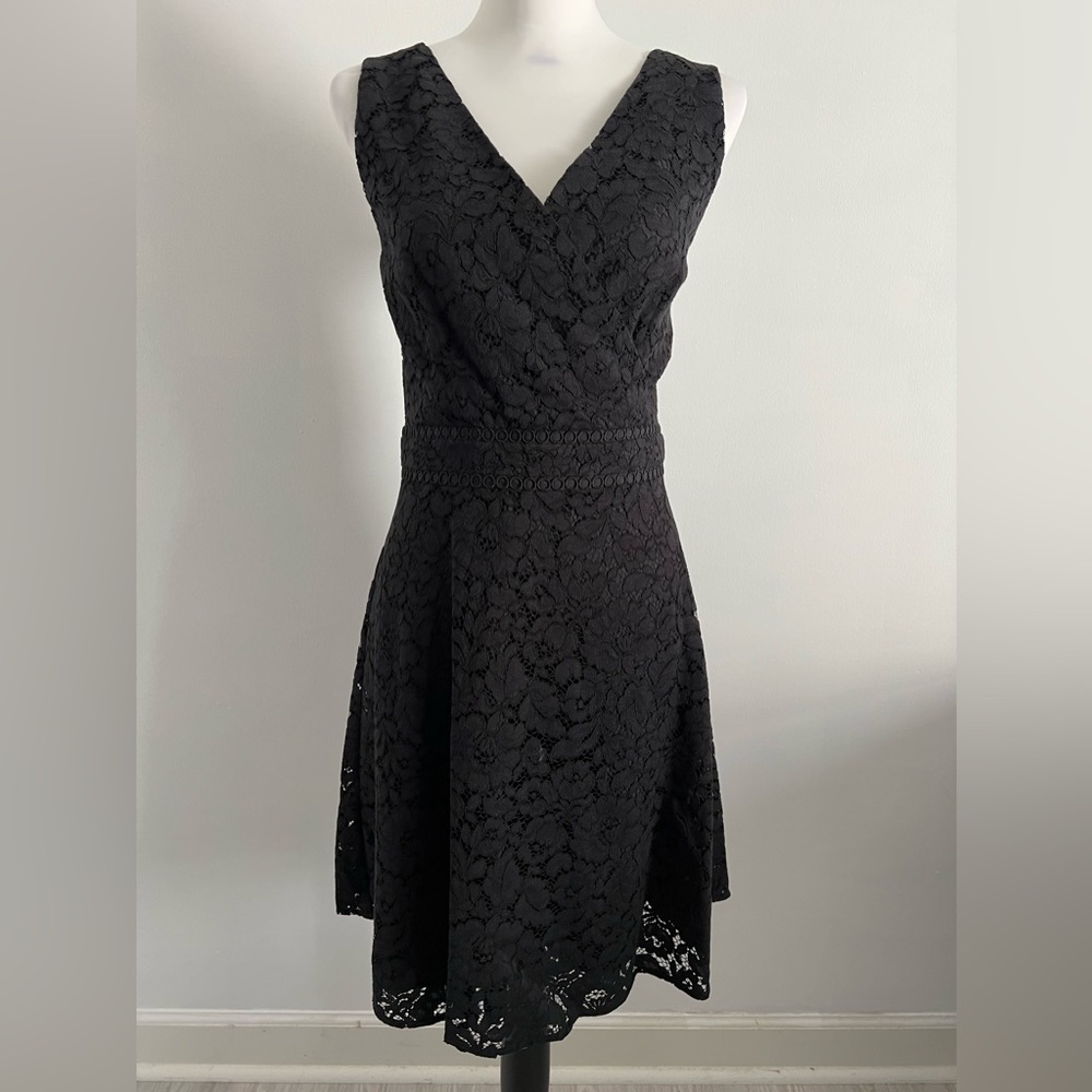 LOFT Black Lace V-Neck Dress, Sz 8, New